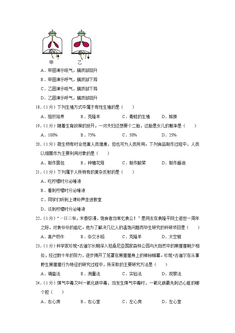 2022年黑龙江省龙东地区中考生物试卷03