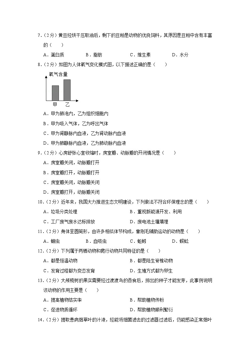 2021年湖南省岳阳市中考生物试卷第2页