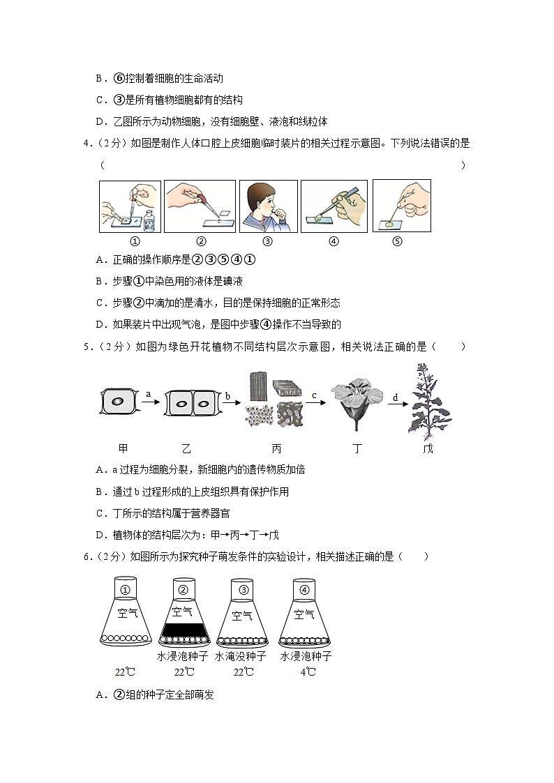 2021年山东省滨州市中考生物试卷02