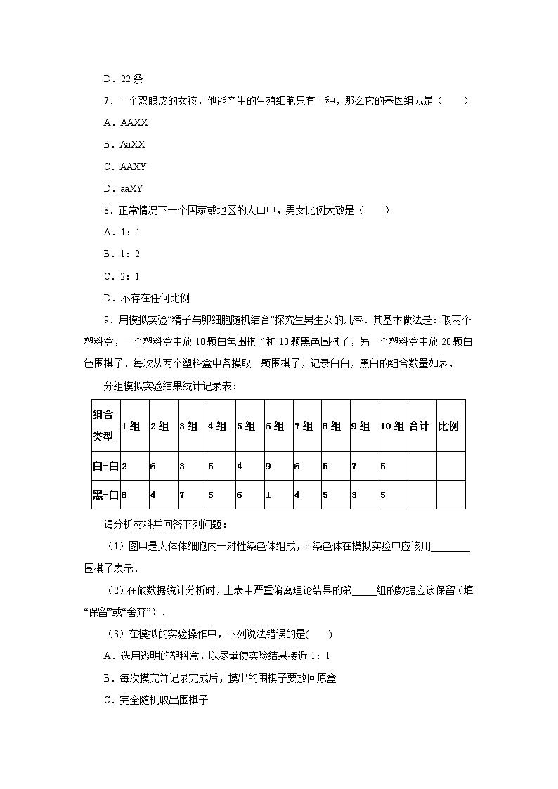 中考生物二轮复习实验突破巩固练习：精子与卵细胞随机结合的模拟实验（含解析）第2页