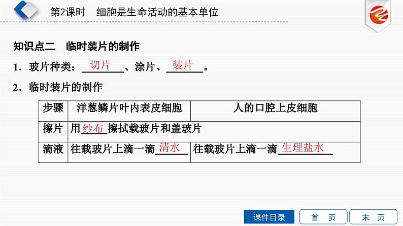 中考生物一轮复习培优课件第2单元　细胞是生命活动的基本单位 (含答案)第8页