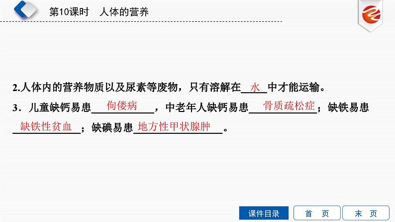 中考生物一轮复习培优课件第10单元　人体的营养 (含答案)第3页