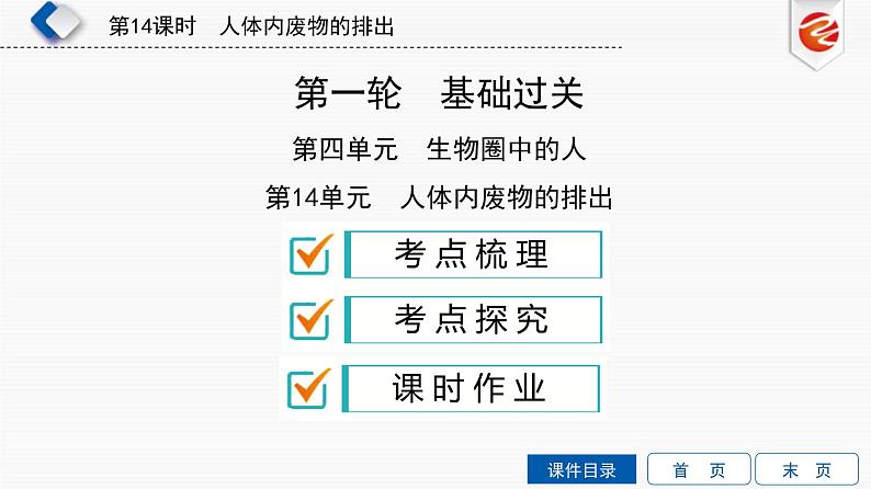 中考生物一轮复习培优课件第14单元　人体内废物的排出 (含答案)第1页