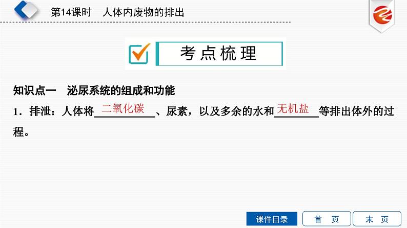 中考生物一轮复习培优课件第14单元　人体内废物的排出 (含答案)第2页