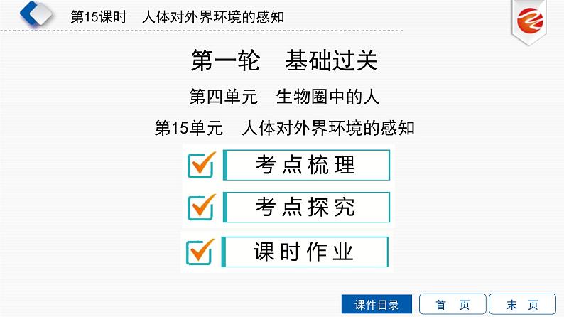 中考生物一轮复习培优课件第15单元　人体对外界环境的感知 (含答案)第1页