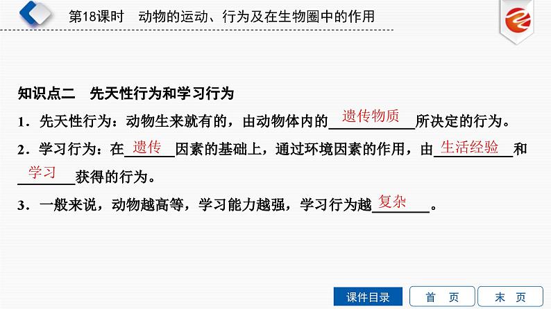 中考生物一轮复习培优课件第18单元　动物的运动、行为及在生物圈中的作用 (含答案)第4页