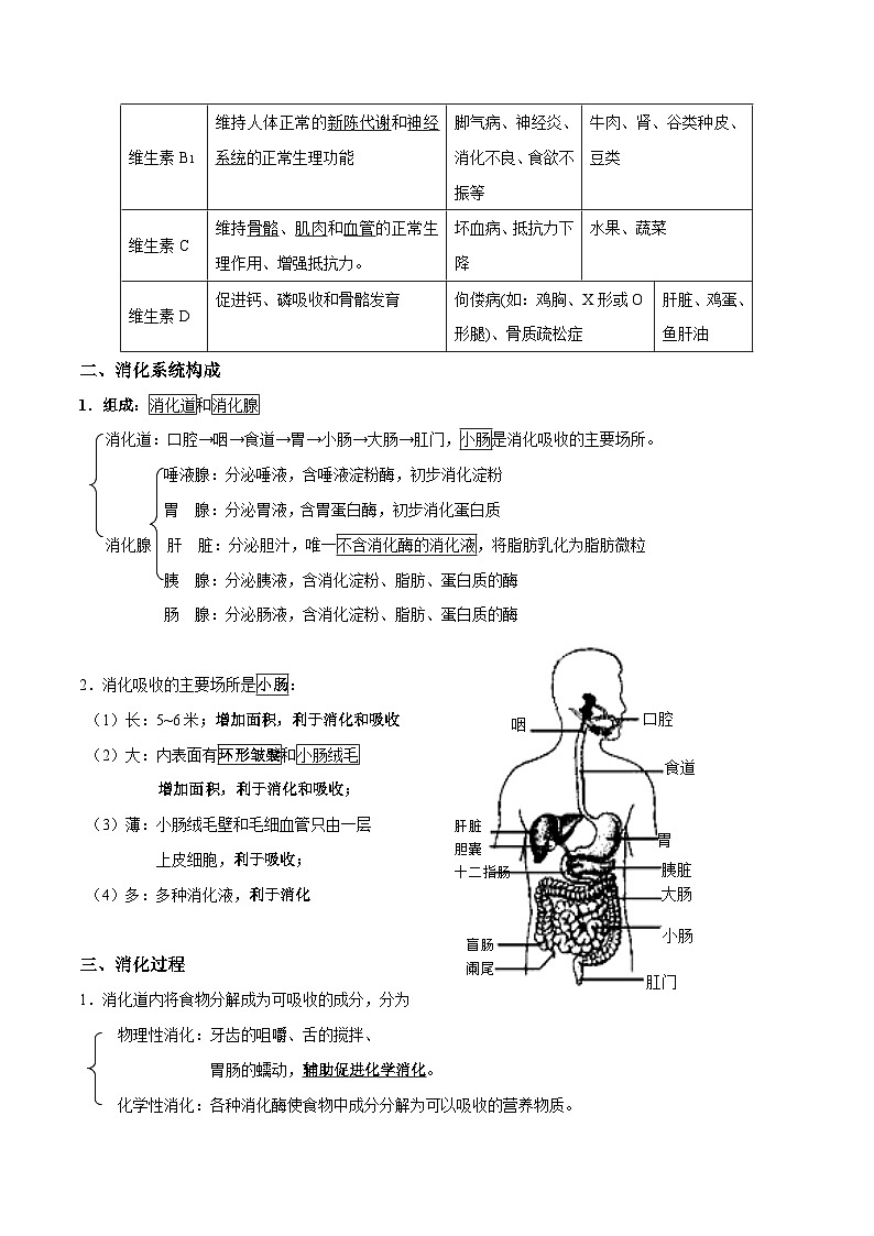中考生物三轮冲刺核心考点练习专题09 人体的营养（含解析）02