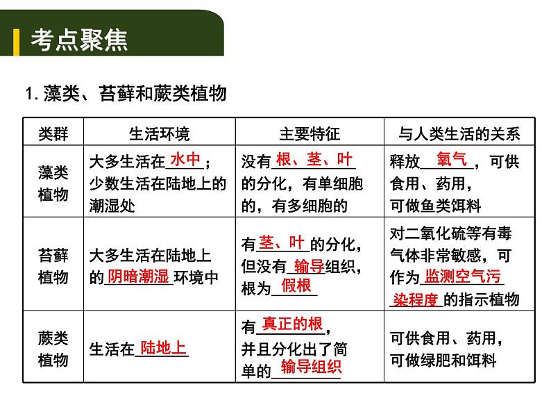 中考生物一轮复习课件8.3动、植物的类群1（含答案）02