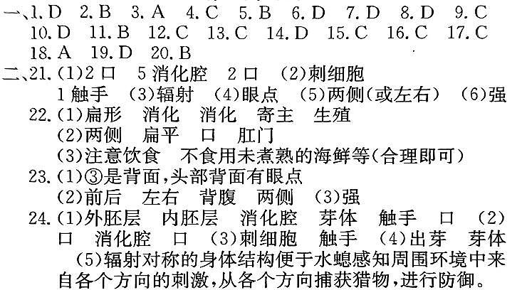 河南省驻马店市确山县第二初级中学2023-2024学年八年级上学期9月月考生物试题（图片版含答案）01