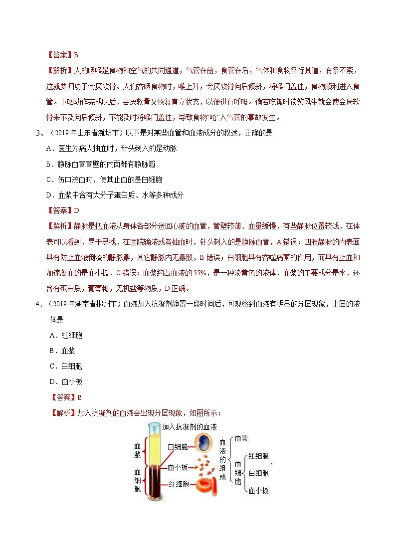 中考生物三轮复习冲刺练习11 人体生命活动的能量供给(含解析)02