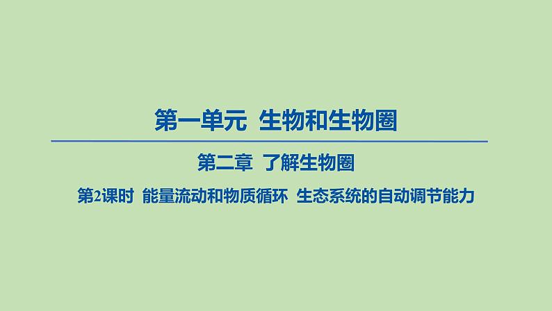 2023-2024学年六年级生物课件鲁教版（五四学制）第二章 了解生物圈第2课时 能量流动和物质循环 生态系统的自动调节能力01