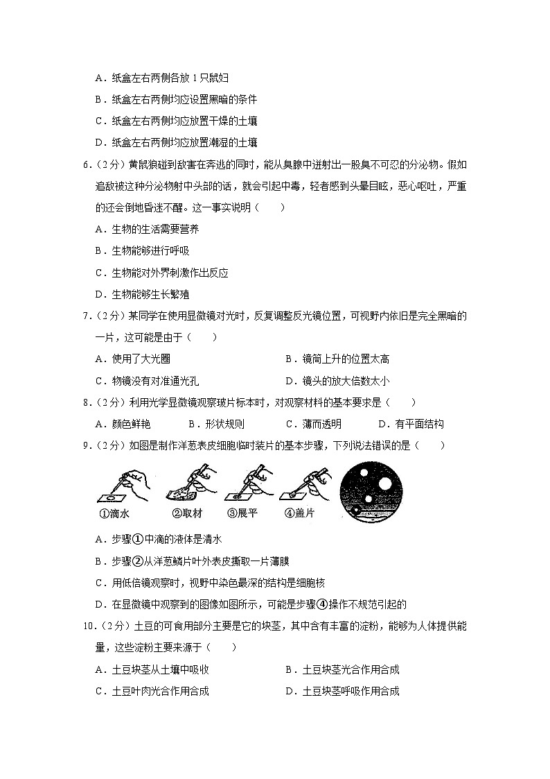 广东省湛江七中2022-2023学年七年级上学期期末生物试卷02