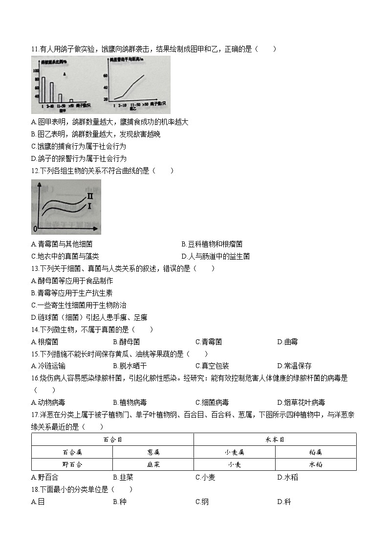 湖南省岳阳市岳阳县2022-2023学年八年级上学期期末生物试题第2页