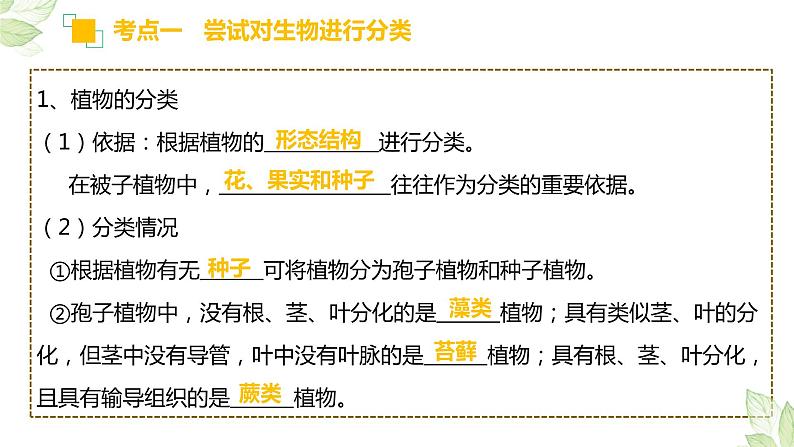 中考生物一轮复习习题精炼课件 专题18 生物的多样性及其保护（含答案）03