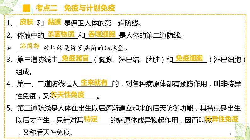 中考生物一轮复习习题精炼课件 专题22 健康地生活（含答案）第8页