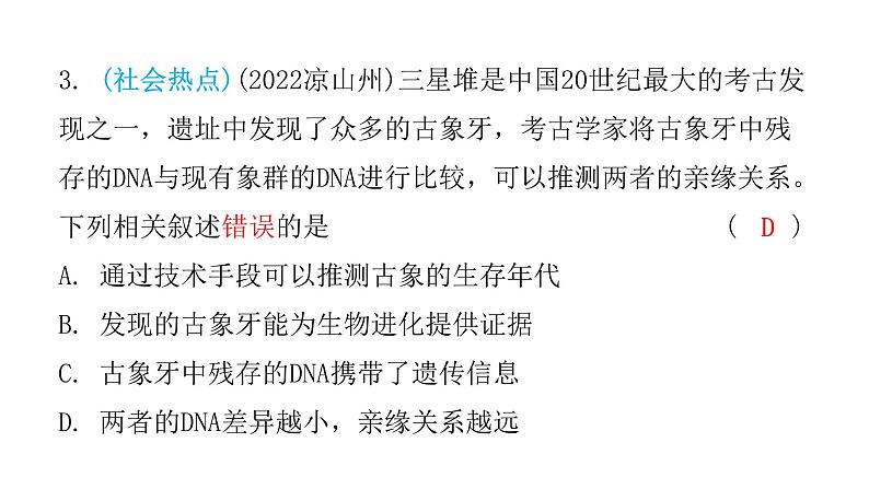 中考生物复习第七单元第三章生命起源和生物进化课件第4页