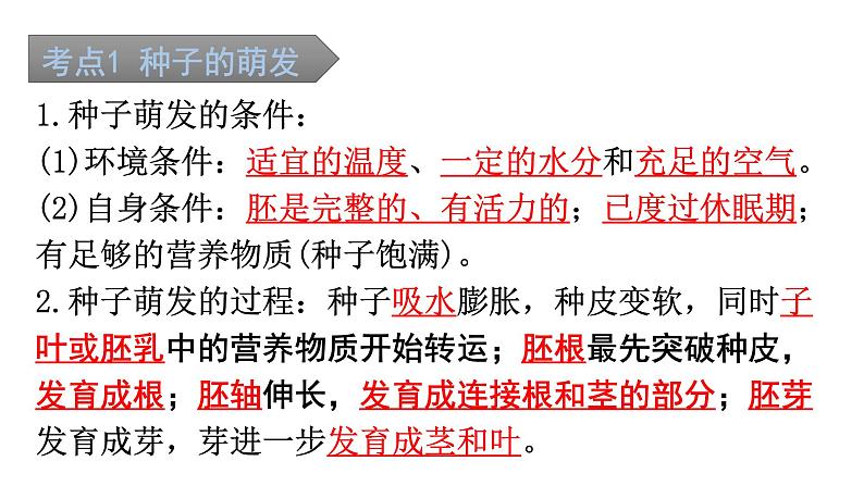 中考生物复习第三单元第二章被子植物的一生知识点课件第2页