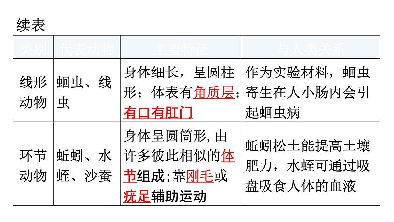 中考生物复习第五单元第一章动物的主要类群知识点课件03