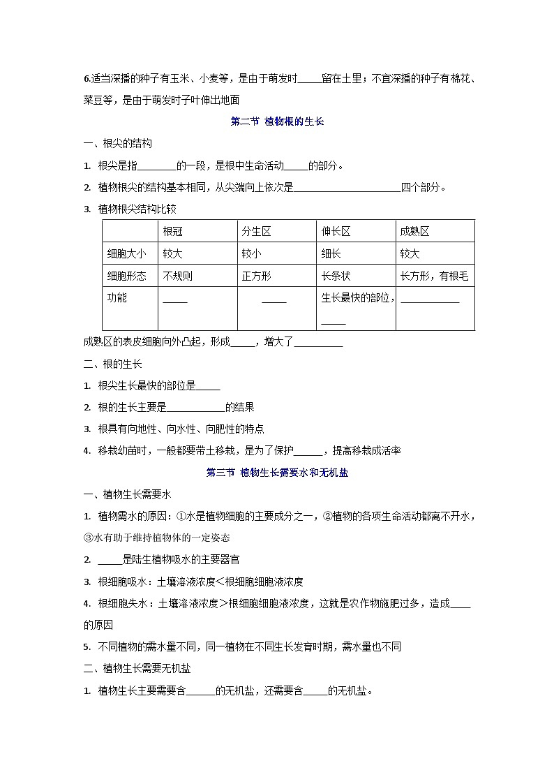 【期中单元知识点归纳】（苏教版）2023-2024学年七年级生物上册 第五章 绿色植物的一生 讲义（原卷版）第3页