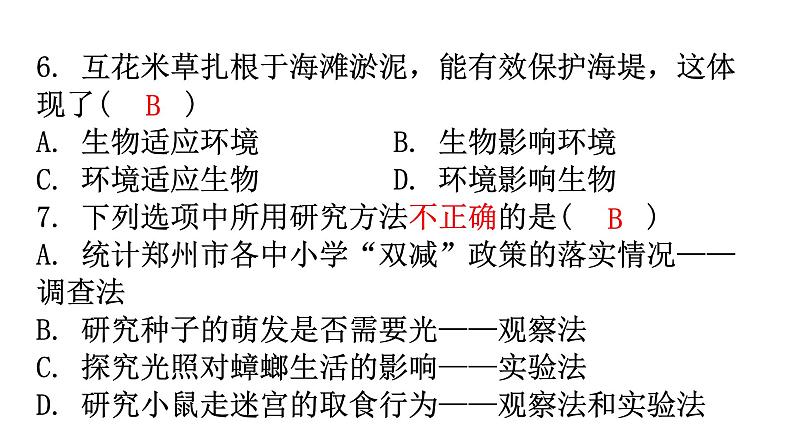 北师大版七年级生物上册期末过关训练课件第6页