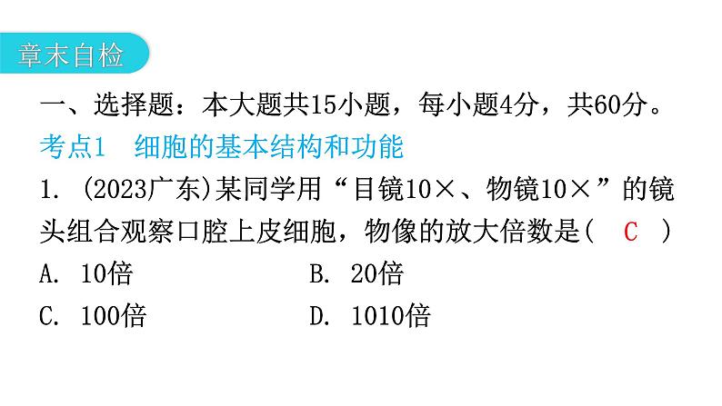 北师大版七年级生物上册第2单元第3章章末总结教学课件08