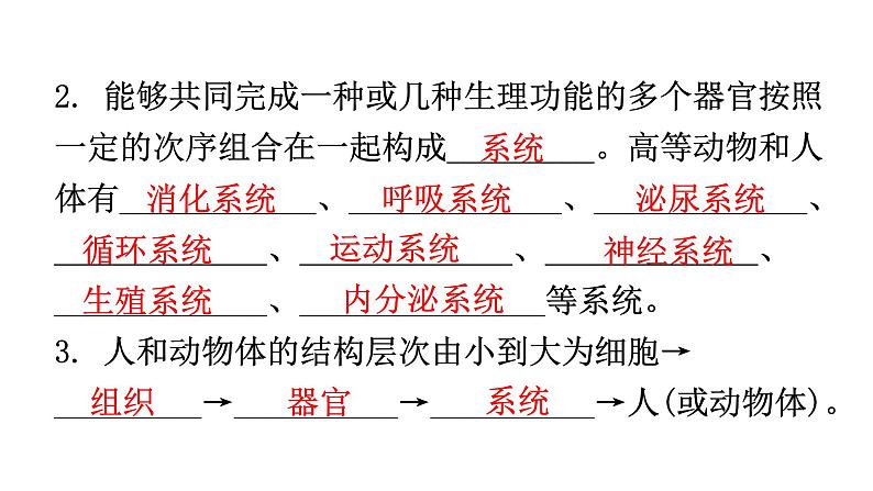 北师大版七年级生物上册第2单元第4章第2节生物体的器官、系统教学课件第5页