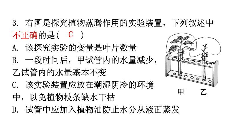 北师大版七年级生物上册第3单元第5章第4节蒸腾作用教学课件08