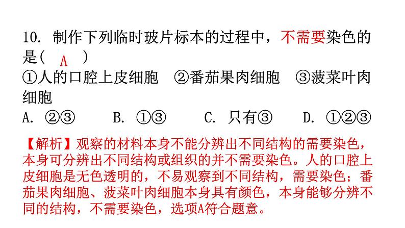 北师大版七年级生物上册第2单元过关训练课件08