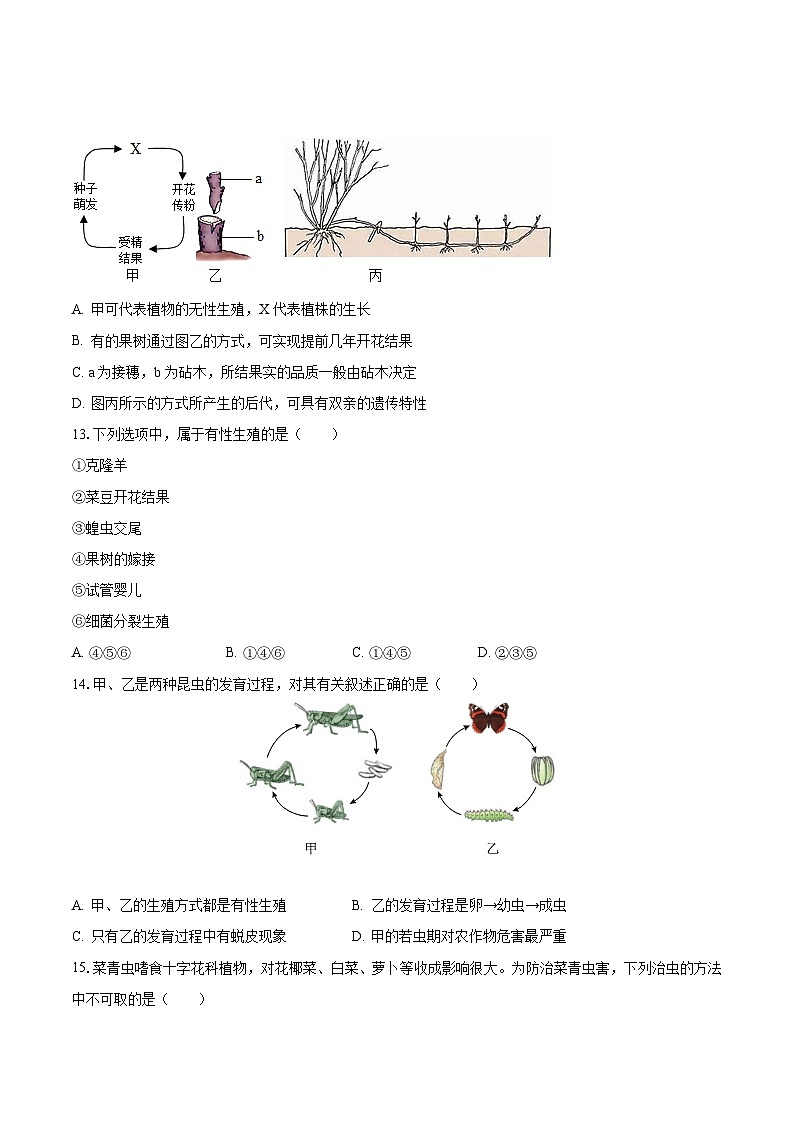 湖南省娄底市涟源市2022-2023学年八年级上学期期末生物试卷+03