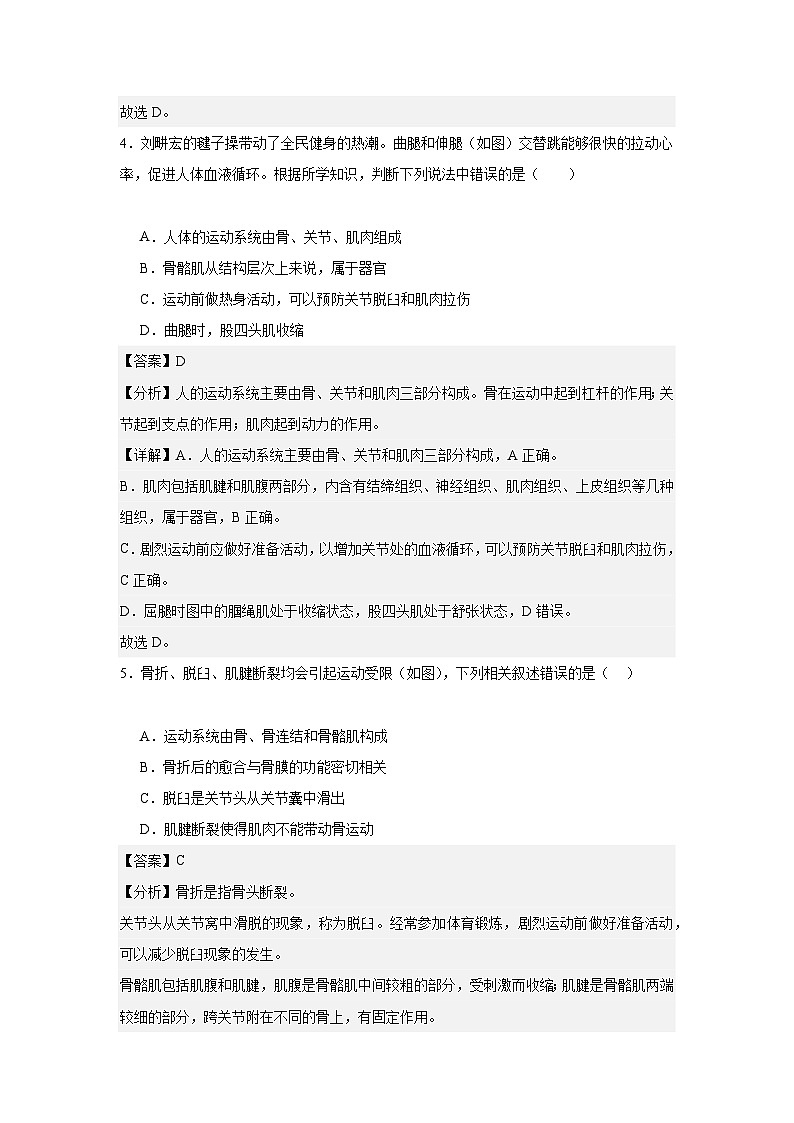 【期中单元测试卷】（人教版）八年级生物上册 第二、三章+动物的运动和行为、动物在生物圈中的作用【提升卷】03