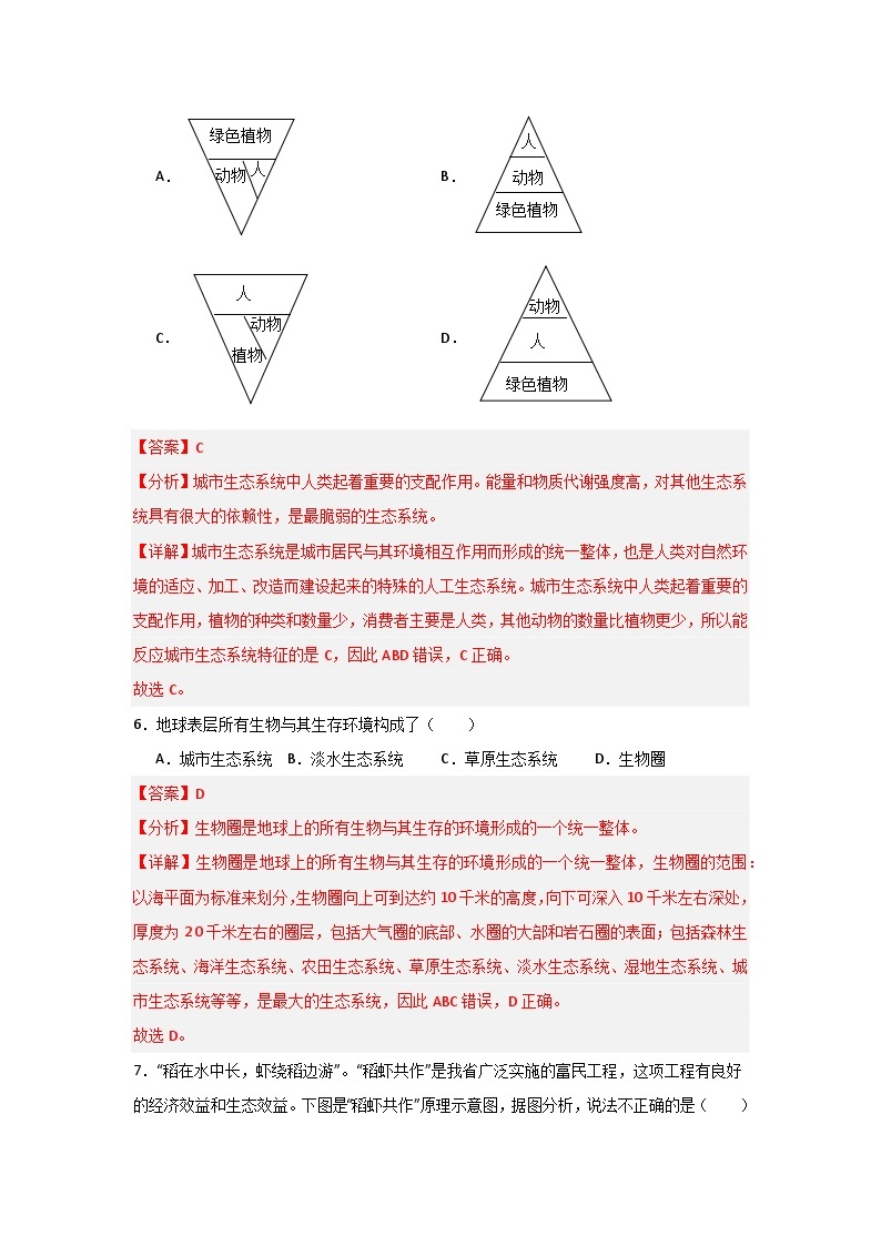 【期中单元测试卷】（苏教版）2023-2024学年八年级生物上册 第二十章 生物圈是最大的生态系统 单元测试卷03