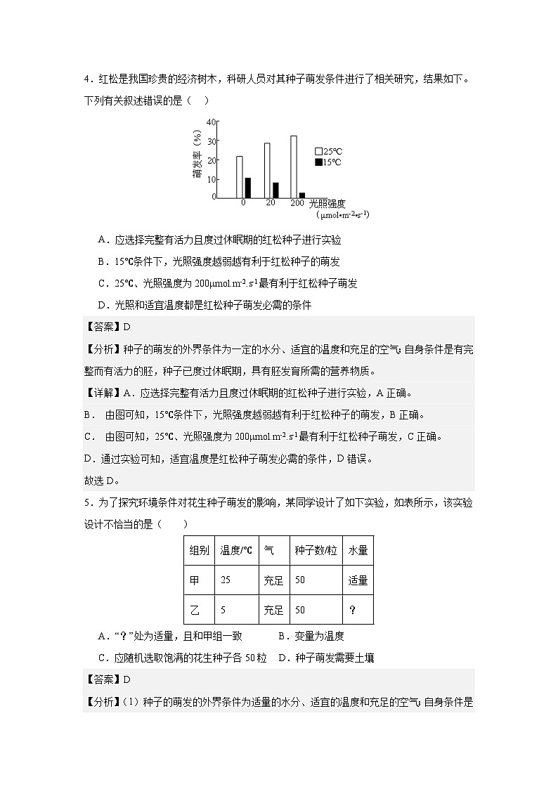 【期中单元测试卷】（人教版）2023-2024学年七年级生物上册 第二章 被子植物的一生【基础卷】（解析版）第3页
