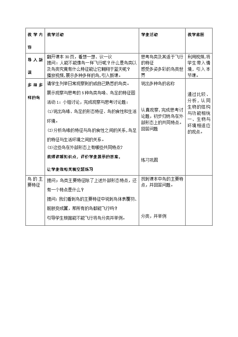 5.1.6　鸟　教案-人教版生物八年级上册第2页