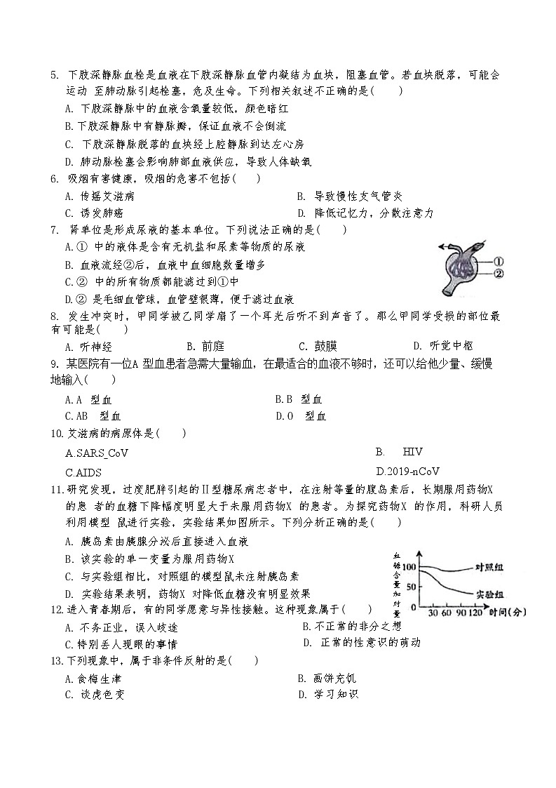 河北蔚县2021—2022学年七 年 级 第 二 学 期 教 学 质 量 监 测生 物 试 卷(河少版)附答案第2页