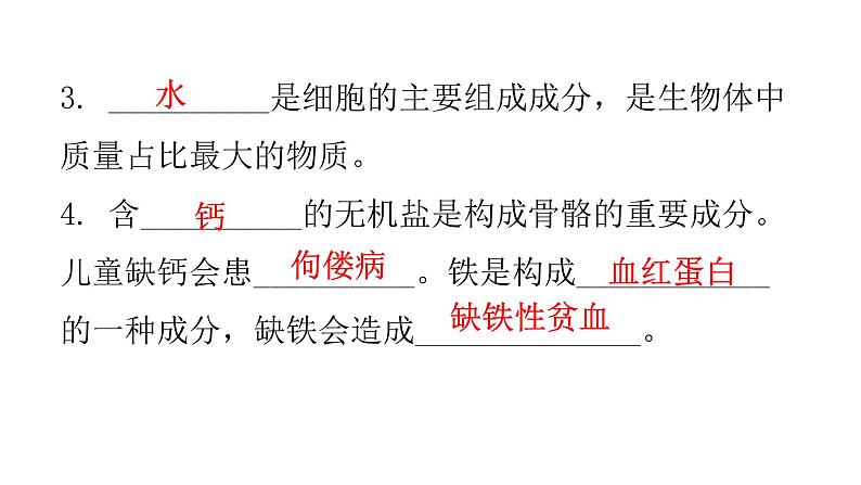 北师大版七年级生物下册基础知识填空题第8章人体的营养课件04