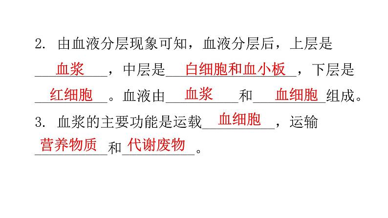 北师大版七年级生物下册基础知识填空题第9章人体内的物质运输课件03