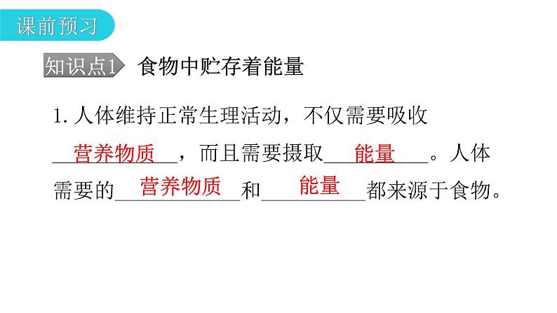 北师大版七年级生物下册第10章人体的能量供应第1节食物中能量的释放课件04