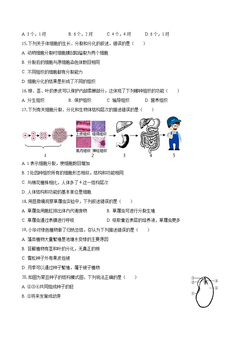 2022-2023学年山东省临沂市蒙阴县七年级（上）期末生物试卷（含解析）03