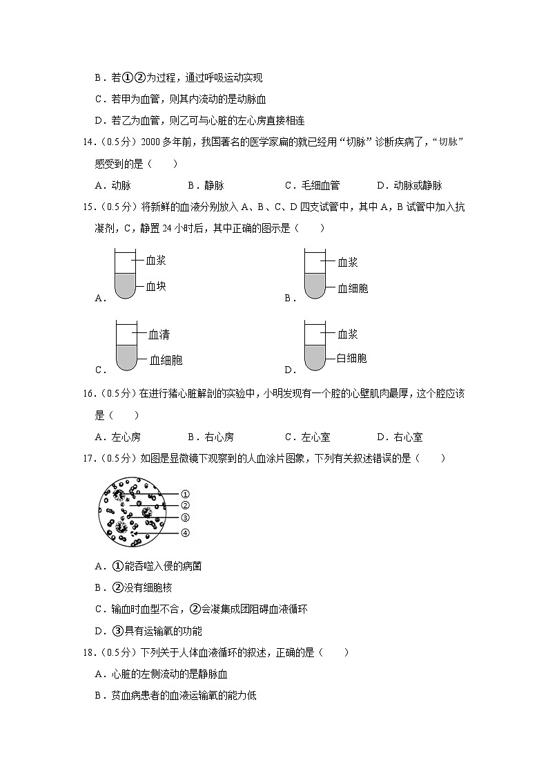 江苏省泰州市靖城中学校际联盟2023-2024学年八年级上学期第一次月考生物试卷03