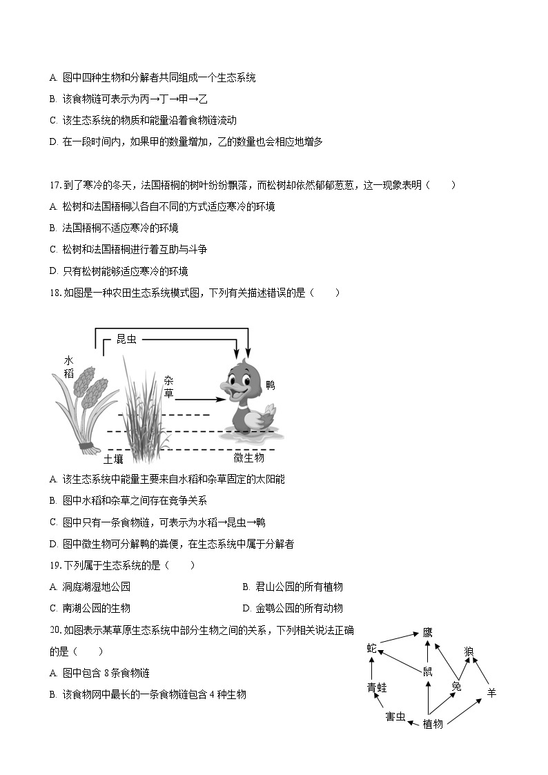 2023-2024学年河南省南阳市镇平县七年级（上）月考生物试卷（10月份）（含解析）03