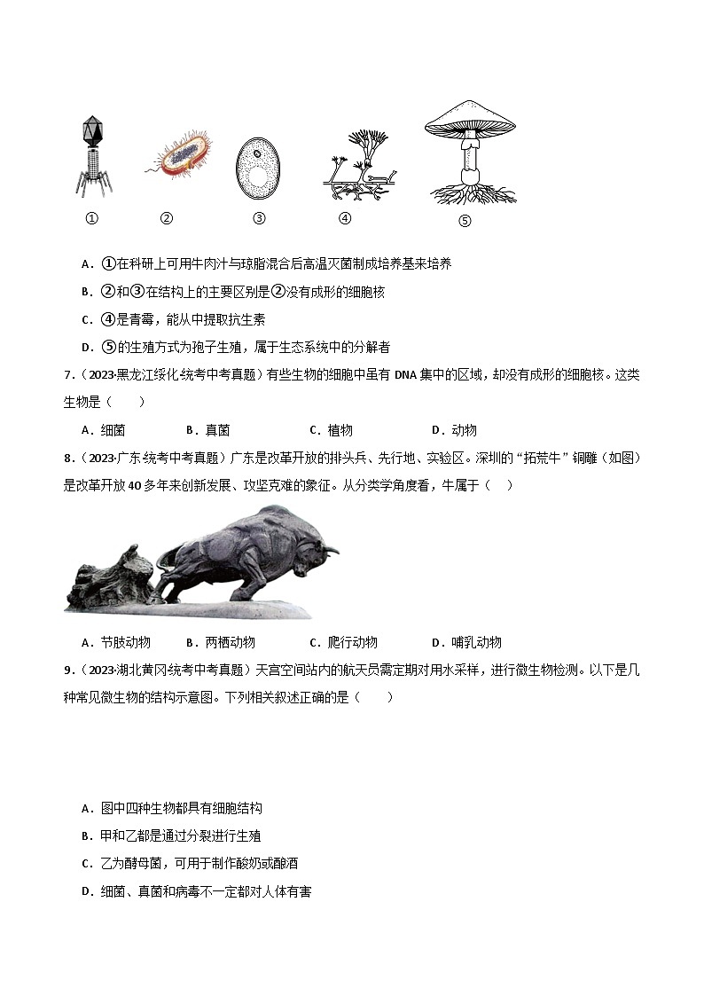 【期中真题】（人教版）2023-2024学年八年级生物上学期期中真题分类专题汇编-高频选择题  （原卷版）第2页