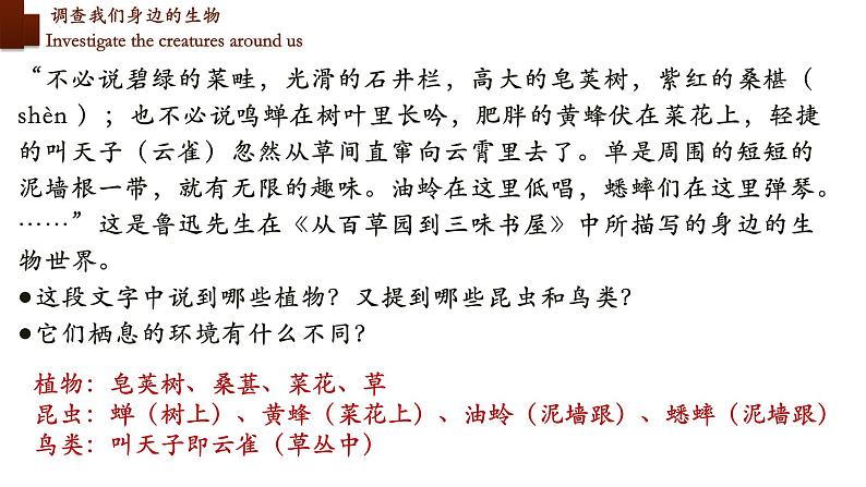 1.1.2+调查周边环境中的生物-【精华备课】2023-2024学年七年级生物上册同步教学课件（人教版）02