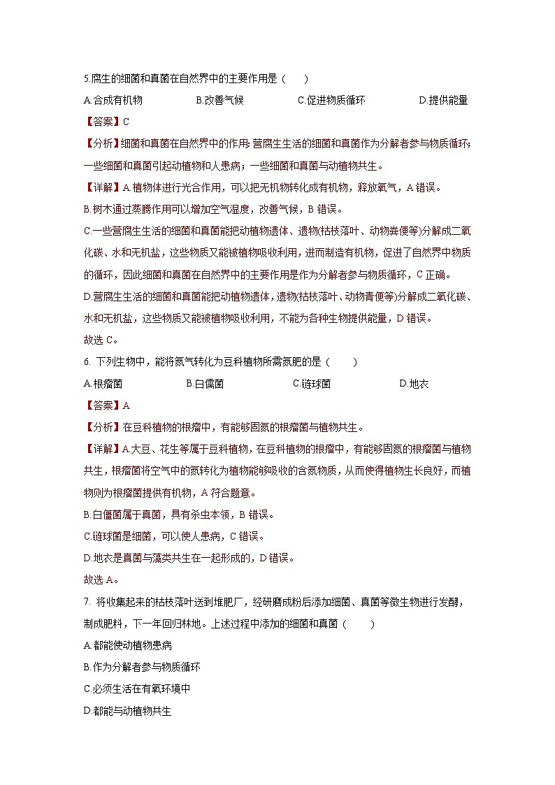 5.4.4 细菌和真菌在自然界中的作用（解析版）第3页