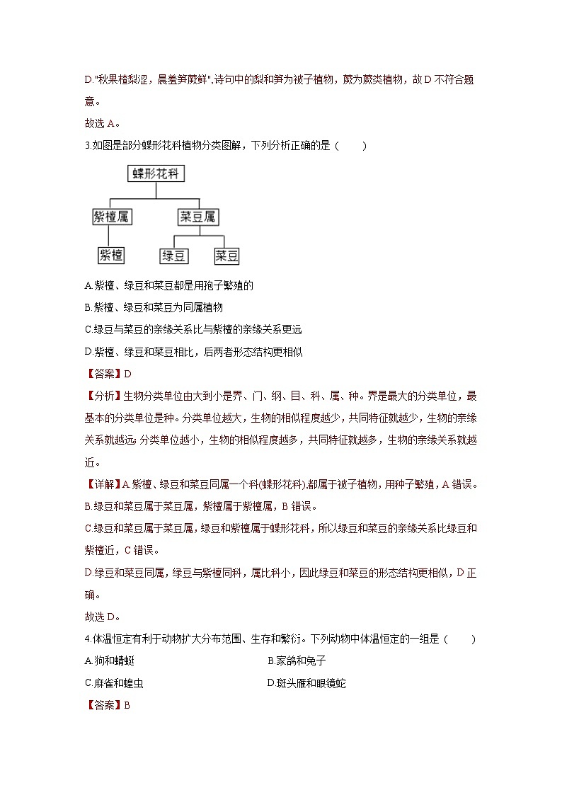 6.1.1 尝试对生物进行分类（解析版）第2页