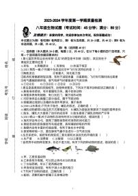 山东省青岛市城阳区2023-2024学年八年级上学期10月份月考生物试题