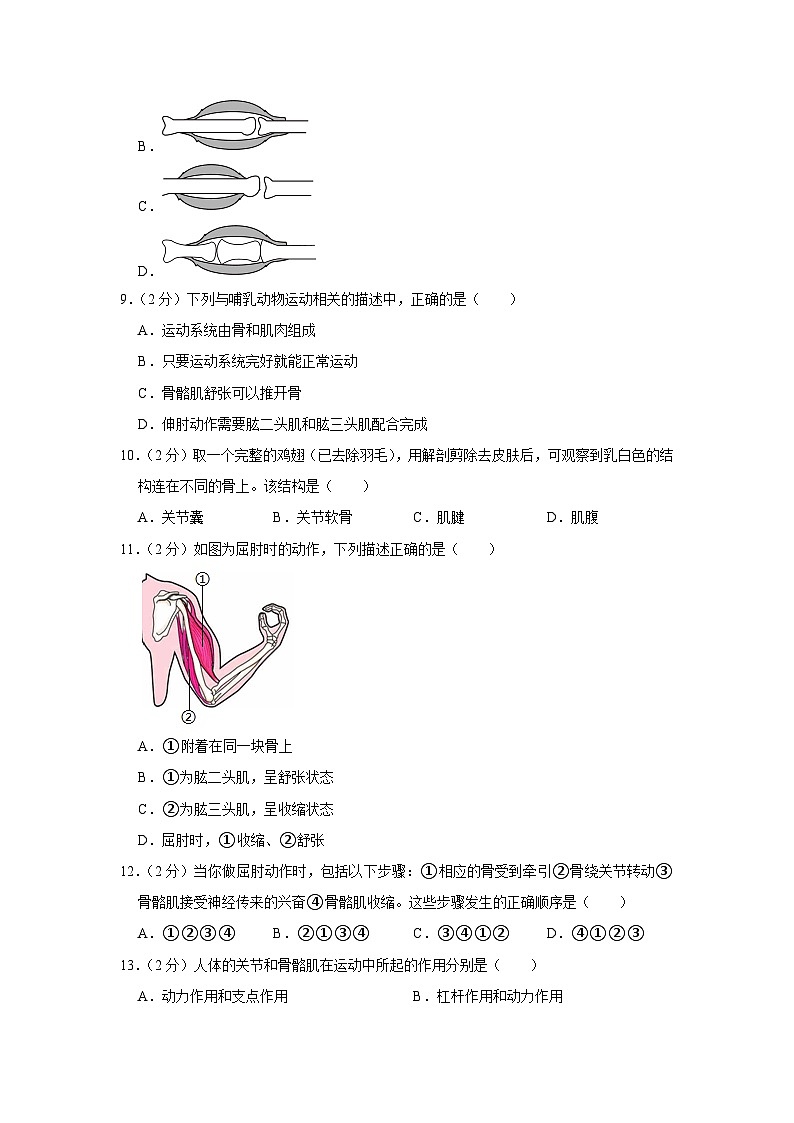 广东省湛江市廉江市良垌中学2023-2024学年八年级上学期月考生物试卷（10月份）02