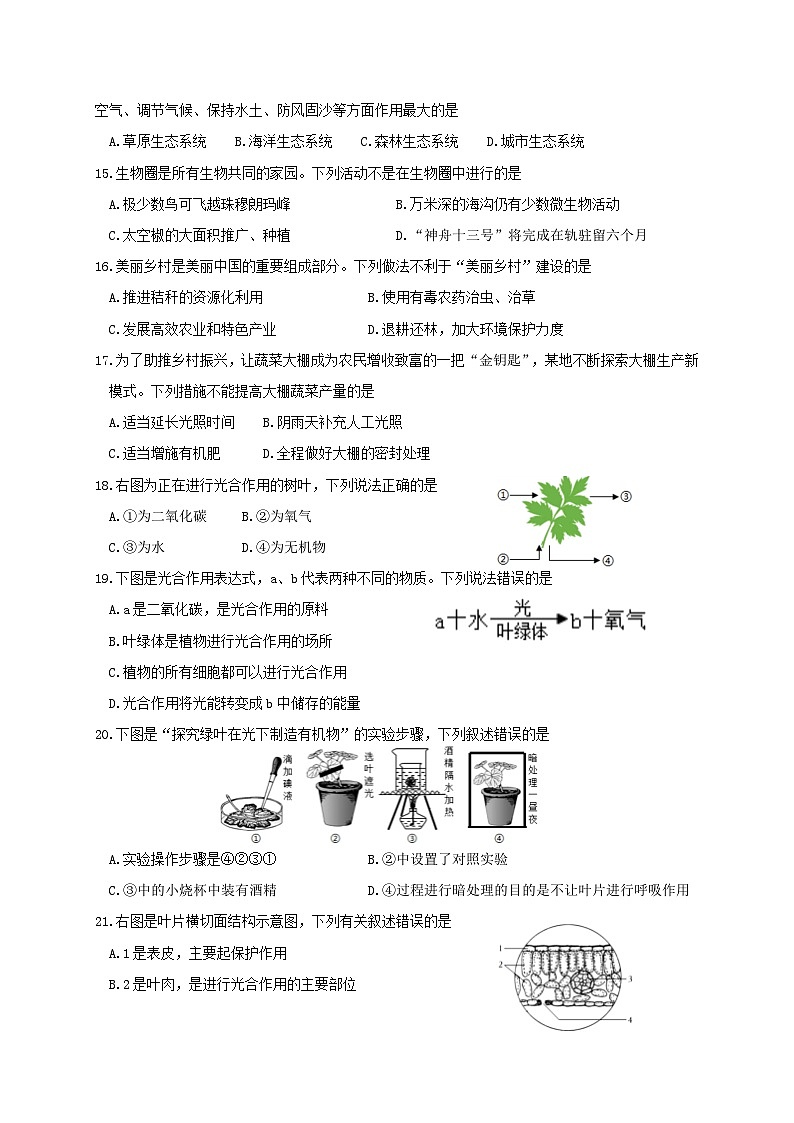江苏省新沂市2022-2023学年七年级上学期期中抽测生物试题第3页