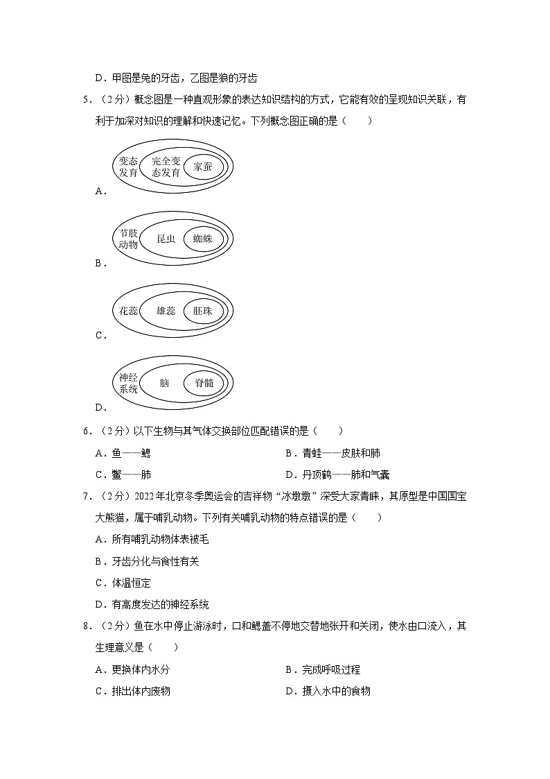 湖南省岳阳市汨罗市罗城学校2023-2024学年八年级上学期第一次月考生物试卷02