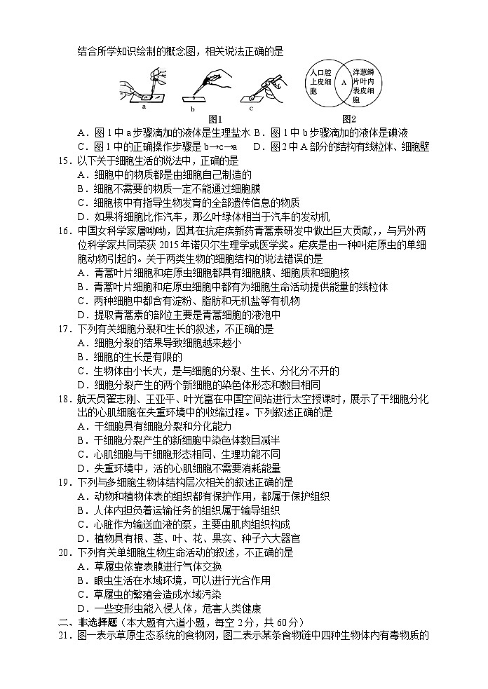湖南省张家界市慈利县2022-2023学年七年级上学期期中考试生物试题第3页