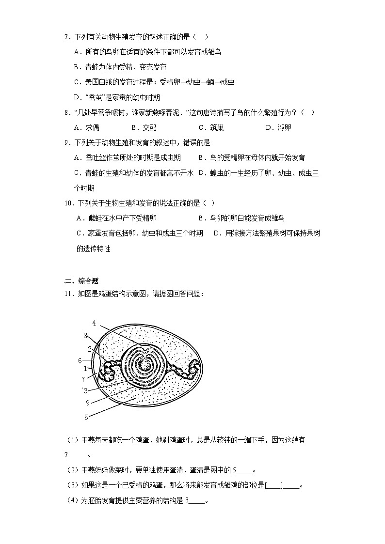 【核心素养】人教版初中生物八年级下册7.1.4《鸟类的生殖和发育》课件+教案+课时练习（含教学反思）02